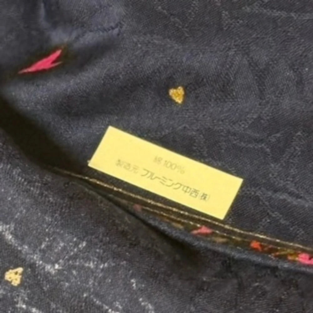 Vtg GIVENCHY Scarf Handkerchief Heart Cotton Navy Blue 18.5